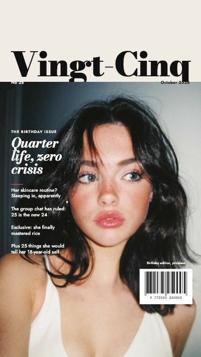 Vingt-Cinq Birthday Magazine Cover Story Frame template preview