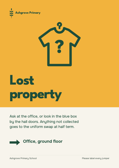 Ashgrove Primary Corridor and Lost Property Signs template preview