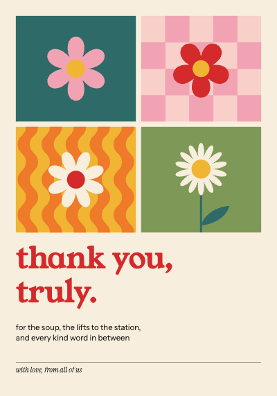 Thank You Truly Flower Tile Card template preview