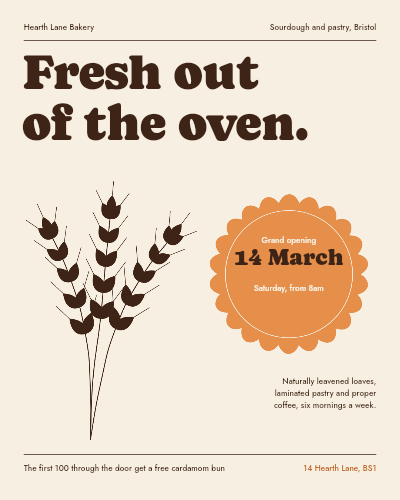 Hearth Lane Bakery Grand Opening template preview