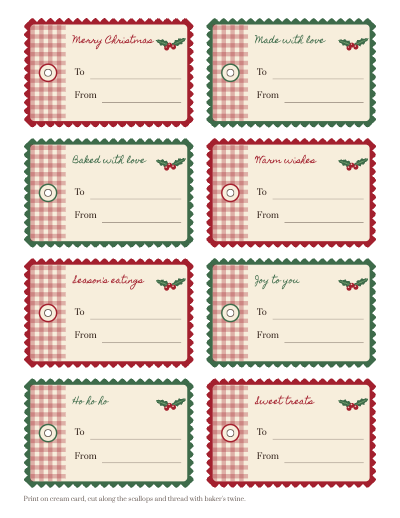 Grandma's Kitchen Christmas Gift Tag Sheet template preview