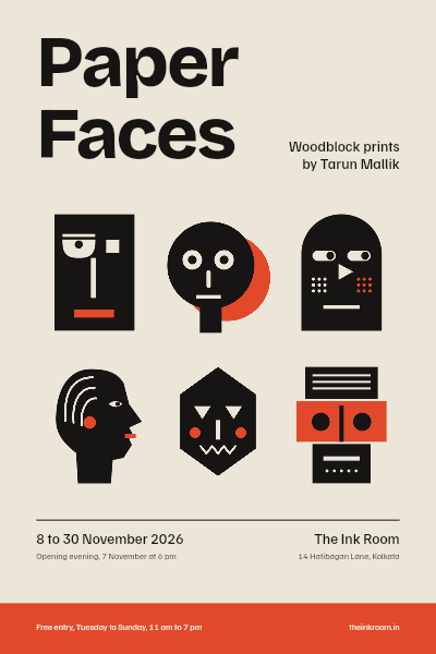 Paper Faces Block Print Exhibition Poster template preview