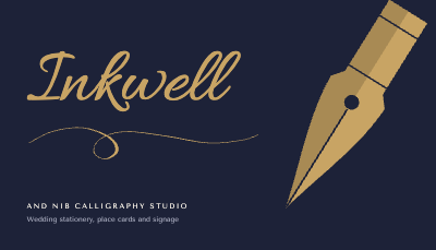 Inkwell and Nib Calligraphy Business Card template preview