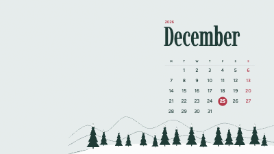 Kozuki December 2026 Desktop Calendar Wallpaper template preview