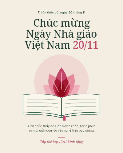 Ngày Nhà Giáo Lotus and Book Card template preview