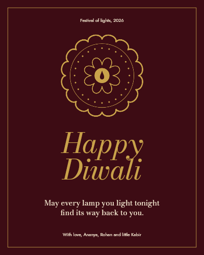 Diwali Greeting Maroon and Gold template preview