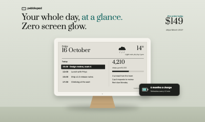 Pebblepad E-ink Desk Display Product Hunt Gallery template preview