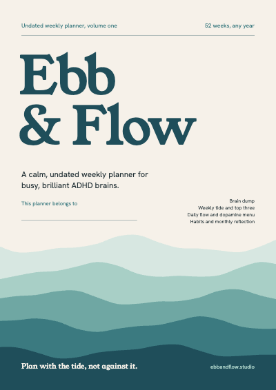 Ebb and Flow ADHD Undated Weekly Planner template preview