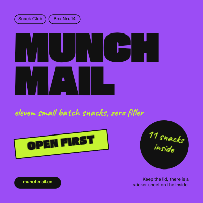 Munch Mail Snack Box Lid and Stickers template preview