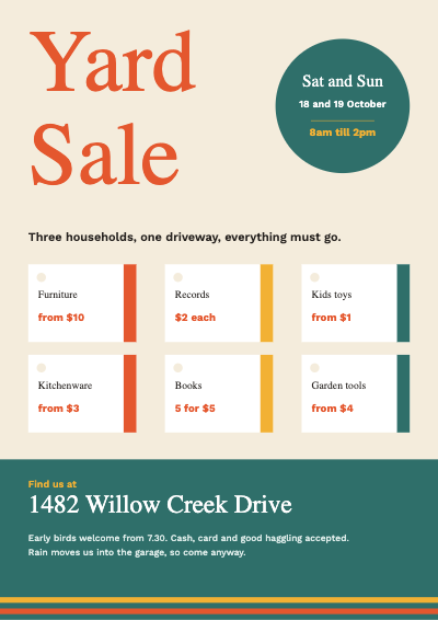 Weekend Yard Sale Flyer template preview