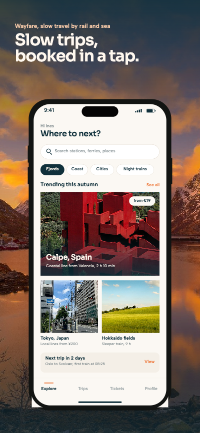 Wayfare Rail Travel App Screenshots template preview
