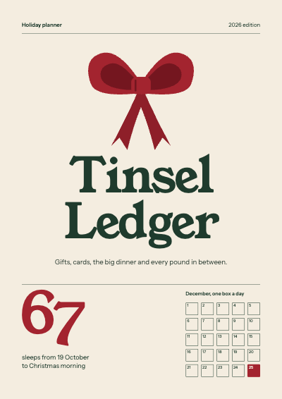 Tinsel Ledger 2026 Holiday Planner template preview