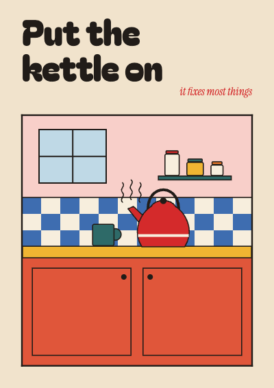 Put The Kettle On Kitchen Print template preview