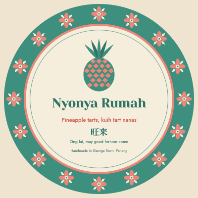 Nyonya Rumah Pineapple Tart Gift Tin Label template preview