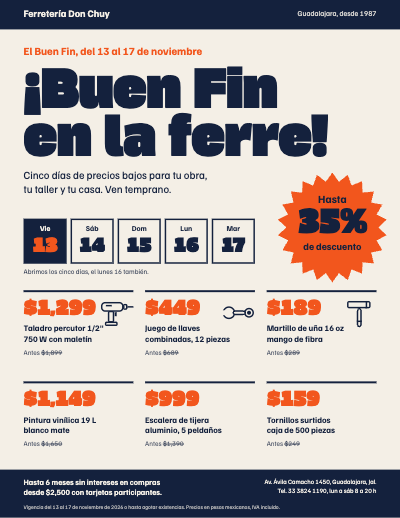 Ferreteria Don Chuy Buen Fin Sale Flyer template preview