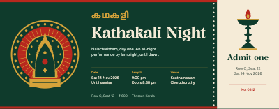 Kalamandalam Kathakali Night Performance Ticket template preview