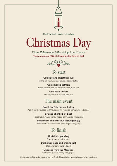 The Fox and Lantern Christmas Day Menu template preview