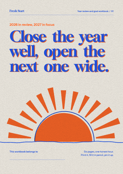 Fresh Start 2026 Year Review and 2027 Goal Workbook template preview