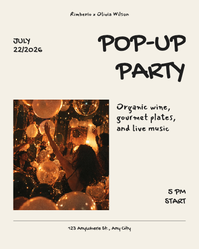 Pop-up Party Wine Poster template preview