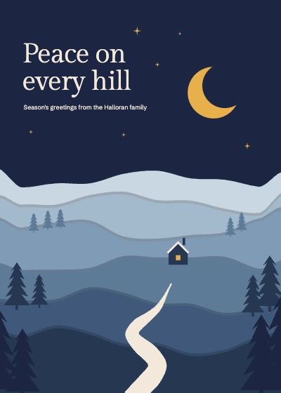 Peace On Every Hill Papercut Card template preview