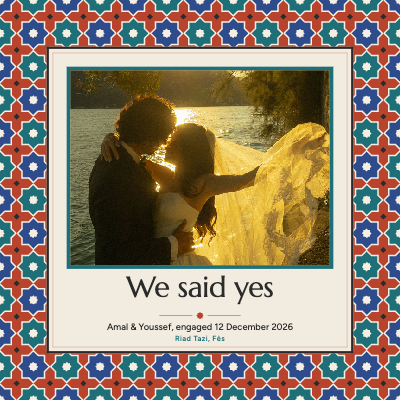 Riad Tazi Zellige Engagement Photo Frame template preview