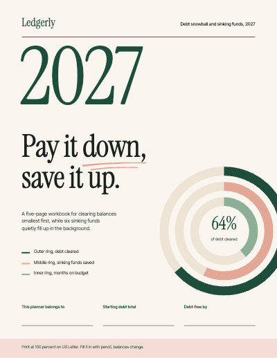 Ledgerly 2027 Debt Snowball and Sinking Funds Planner template preview