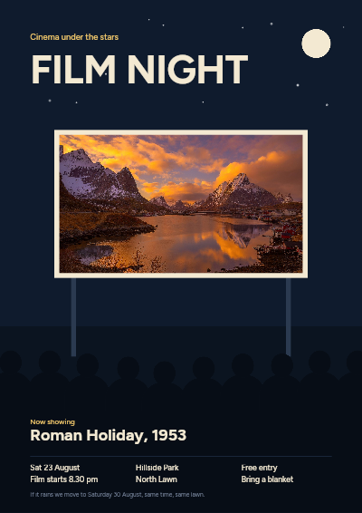 Open Air Film Night Poster template preview