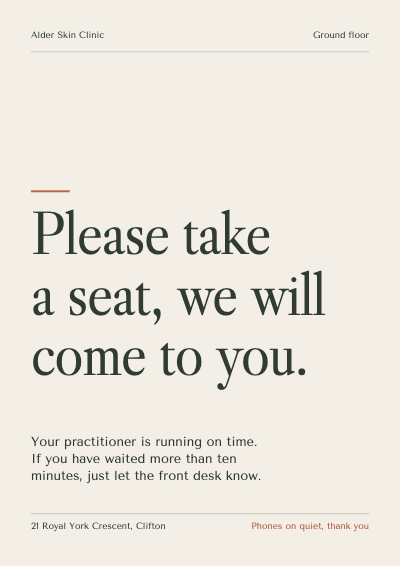 Alder Clinic Counter Signs template preview