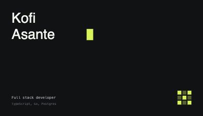 Kofi Asante Developer Business Card template preview