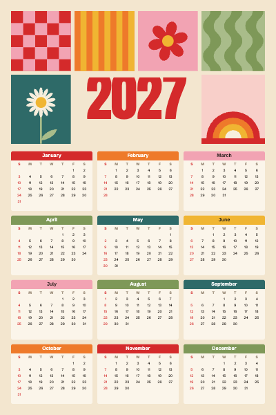 2027 Pattern Collage Wall Calendar template preview