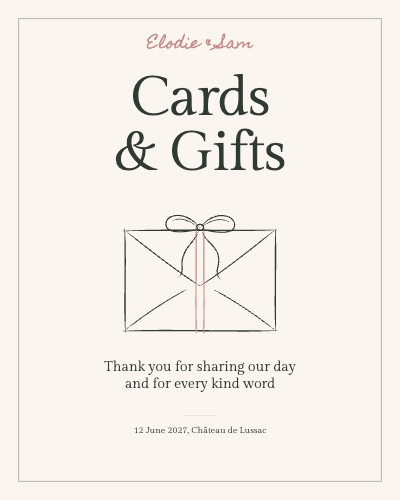 Elodie and Sam Cards and Gifts Table and Guestbook Signs template preview