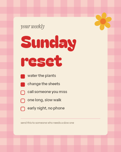 Sunday Reset Checklist Post template preview