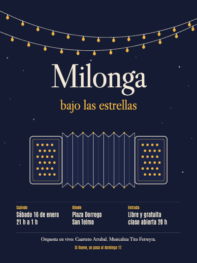 Milonga Bajo las Estrellas Buenos Aires Tango Poster template preview