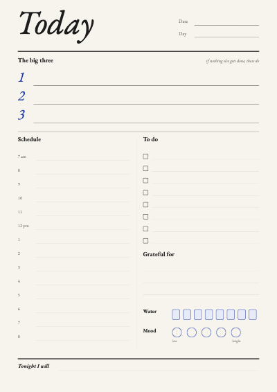 Daily Focus Page template preview