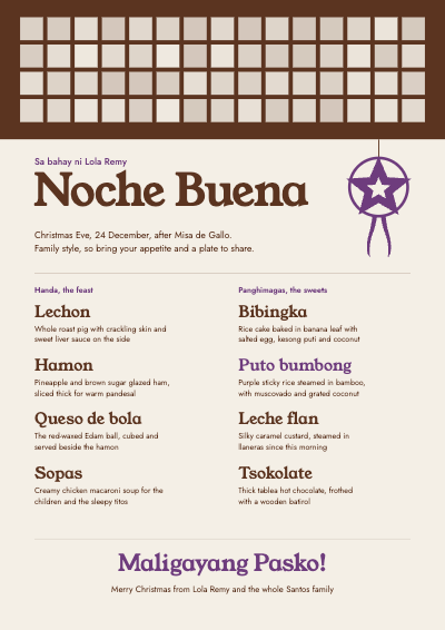 Noche Buena sa Lola Filipino Christmas Eve Menu template preview