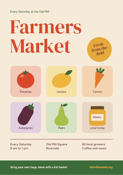 Saturday Farmers Market Poster template preview
