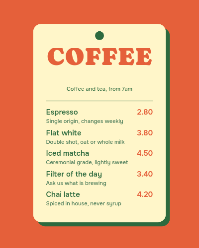 Cafe Menu Tag Post Carousel template preview
