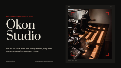 Okon Studio Product Photography Portfolio template preview