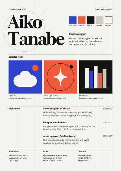 Aiko Tanabe Graphic Designer Resume template preview