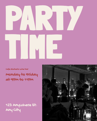 Party Time Wine Bar Poster template preview