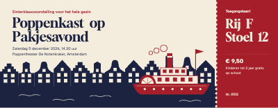 Pakjesavond Poppenkast Sinterklaas Puppet Show Ticket template preview