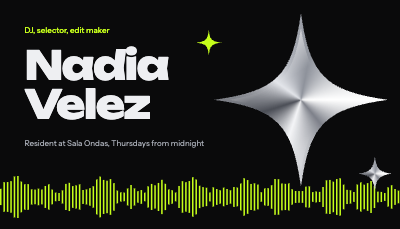 Nadia Velez DJ Y2K Chrome Business Card template preview