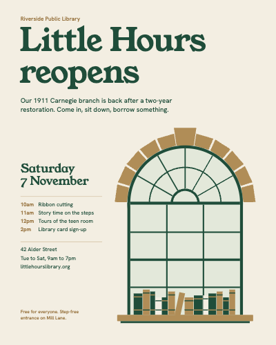 Little Hours Public Library Branch Reopening template preview