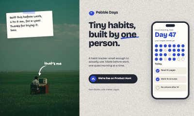 Made by One Solo Maker Product Hunt Launch Kit template preview