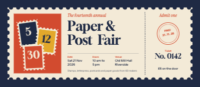 Paper and Post Fair Stamp Ticket template preview