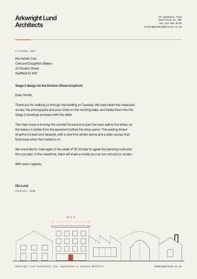 Arkwright Lund Architects Letterhead template preview