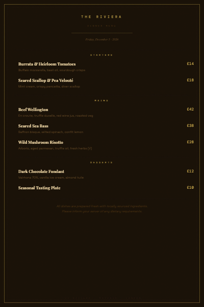 Dinner Party Menu template preview