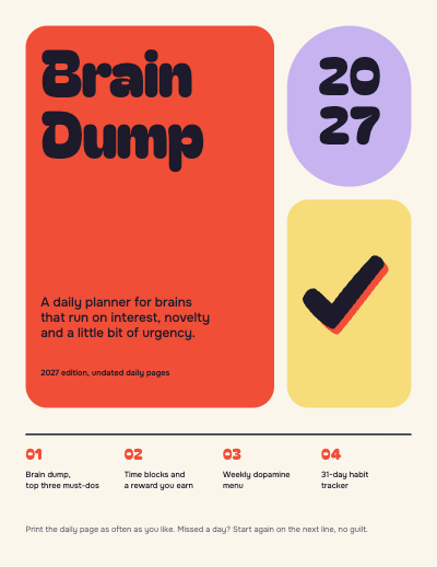 Brain Dump 2027 ADHD Daily Planner template preview