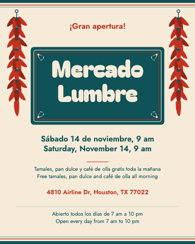 Mercado Lumbre Latin Grocery Grand Opening template preview