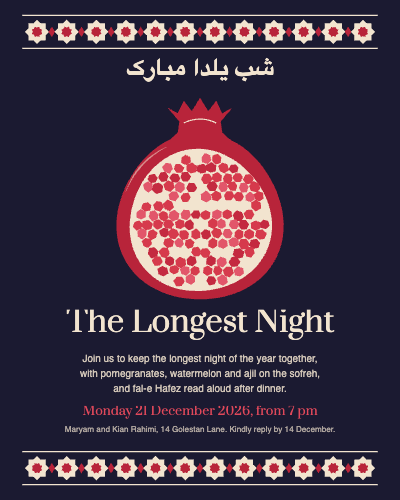 Shab-e Yalda Pomegranate Night Invitation template preview
